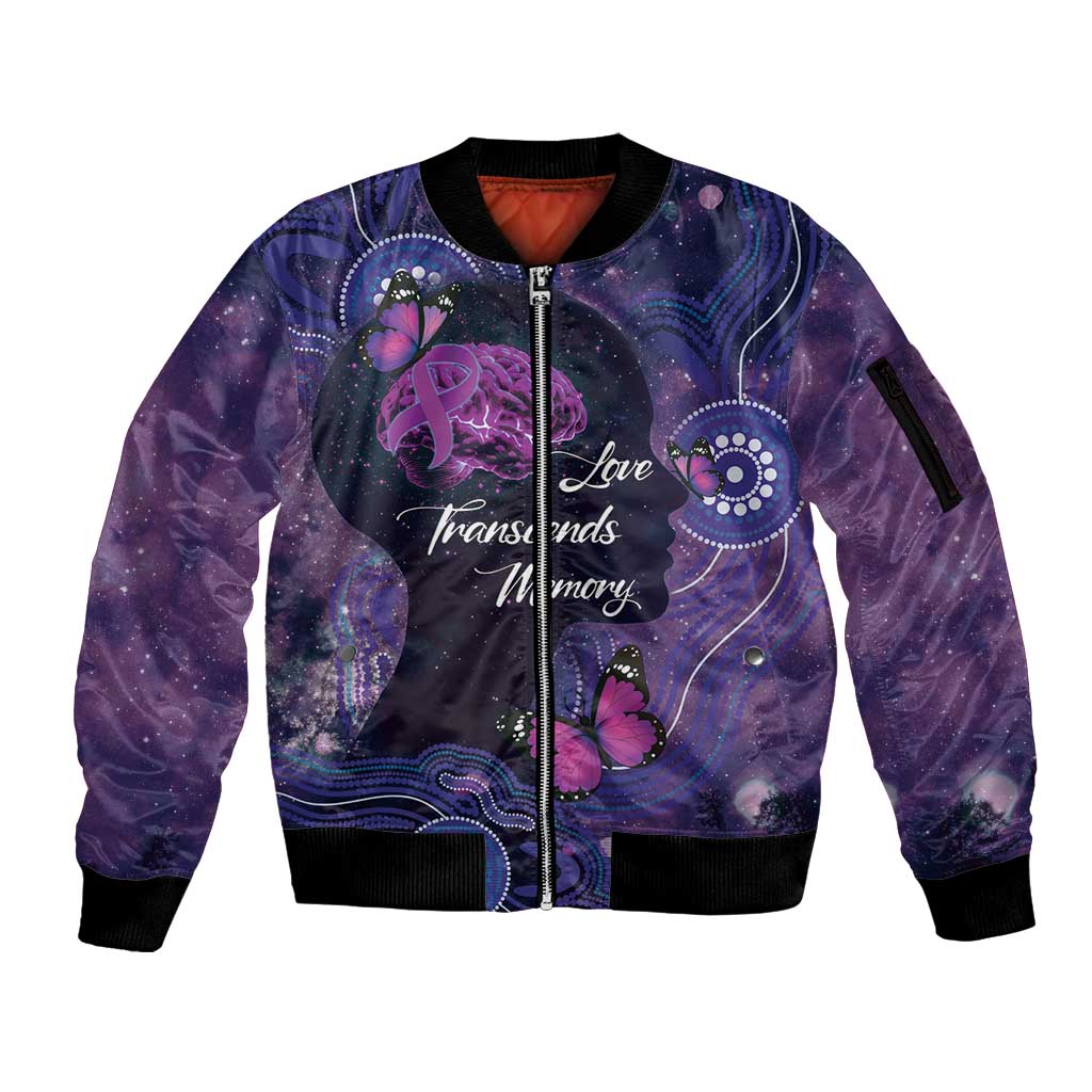 Alzheimer's and Brain Awareness Month Australia Sleeve Zip Bomber Jacket Love Transcends Memory