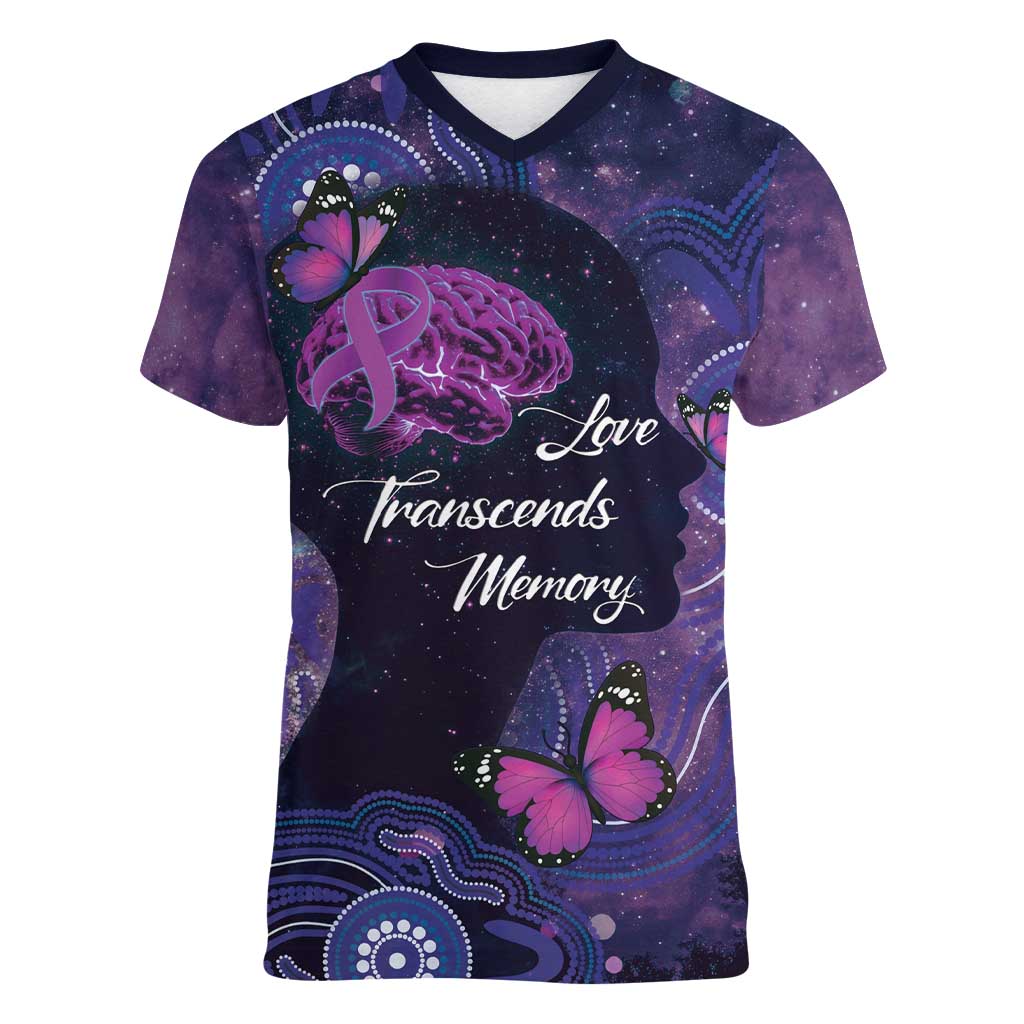 Alzheimer's and Brain Awareness Month Australia Women V-Neck T-Shirt Love Transcends Memory