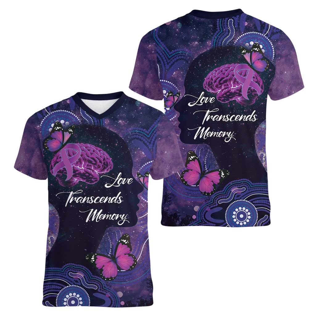 Alzheimer's and Brain Awareness Month Australia Women V-Neck T-Shirt Love Transcends Memory