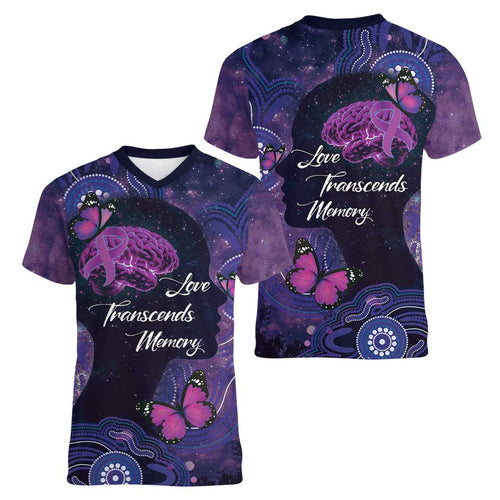 Alzheimer's and Brain Awareness Month Australia Women V-Neck T-Shirt Love Transcends Memory