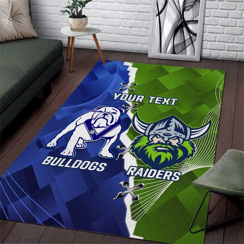 Custom Bulldogs And Raiders Rugby Area Rug Dynamic Style