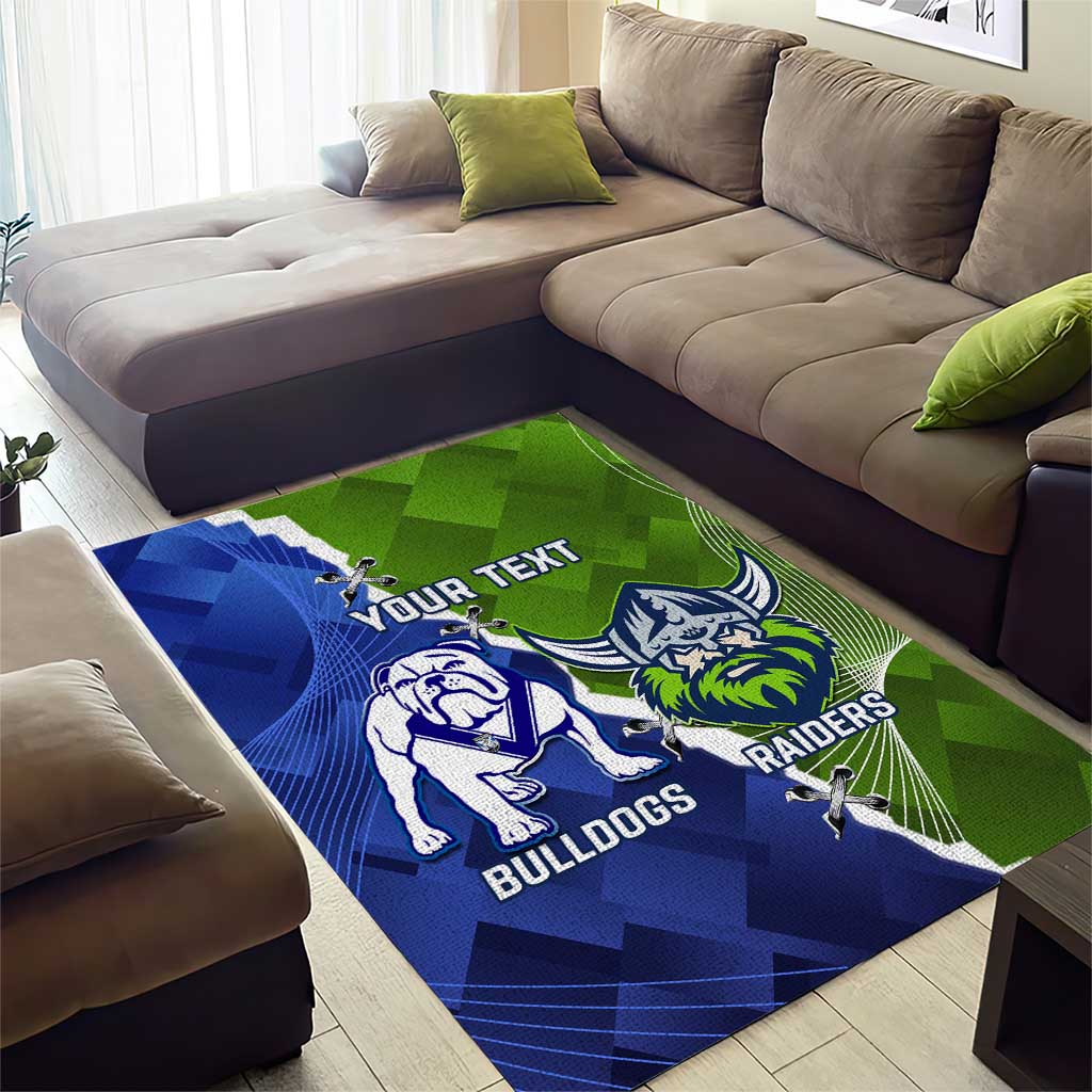 Custom Bulldogs And Raiders Rugby Area Rug Dynamic Style