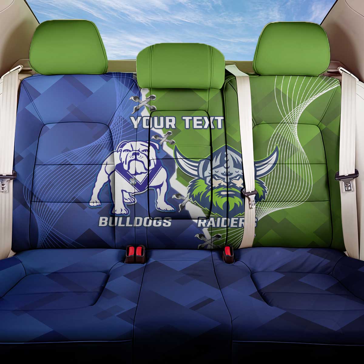 Custom Bulldogs And Raiders Rugby Back Car Seat Cover Dynamic Style