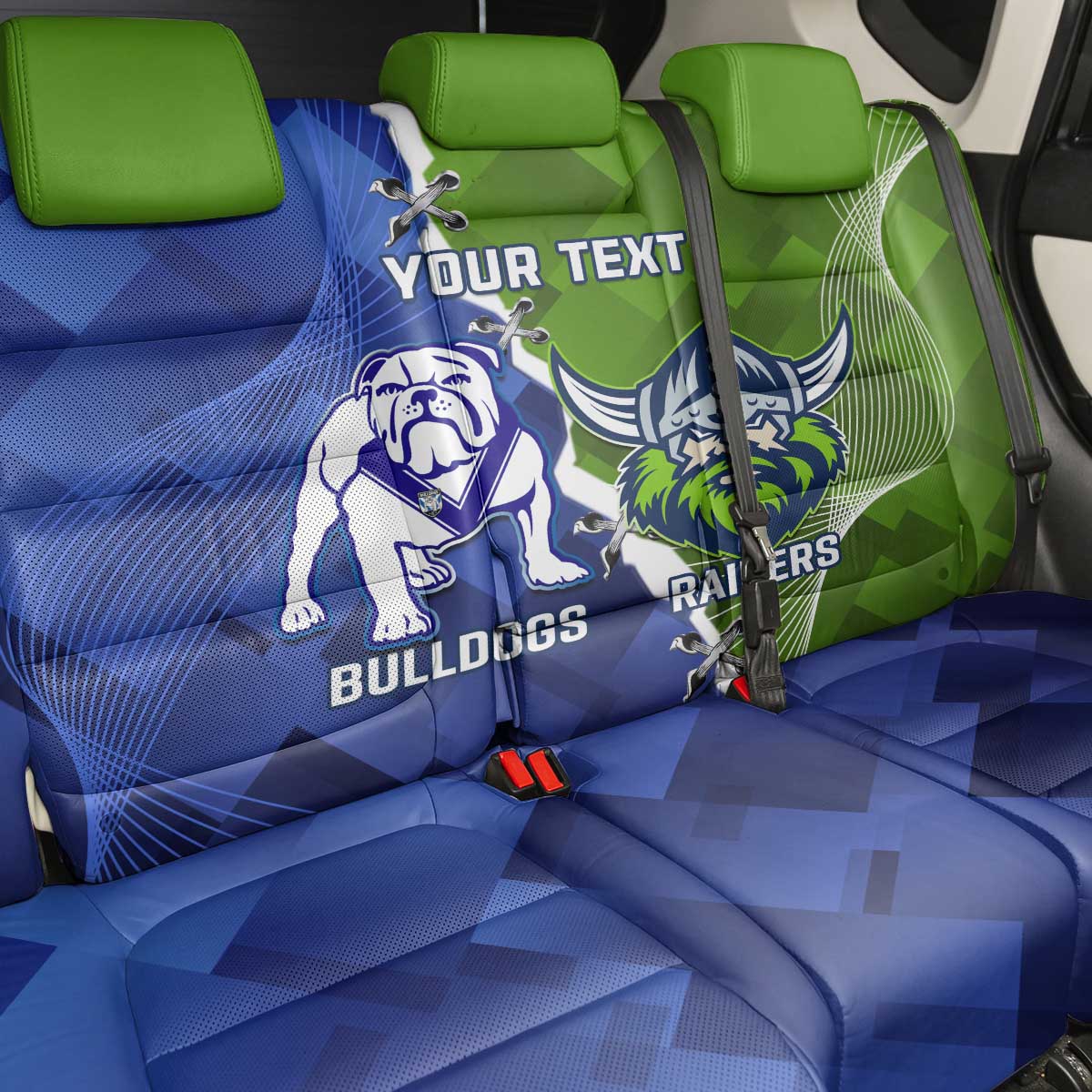 Custom Bulldogs And Raiders Rugby Back Car Seat Cover Dynamic Style