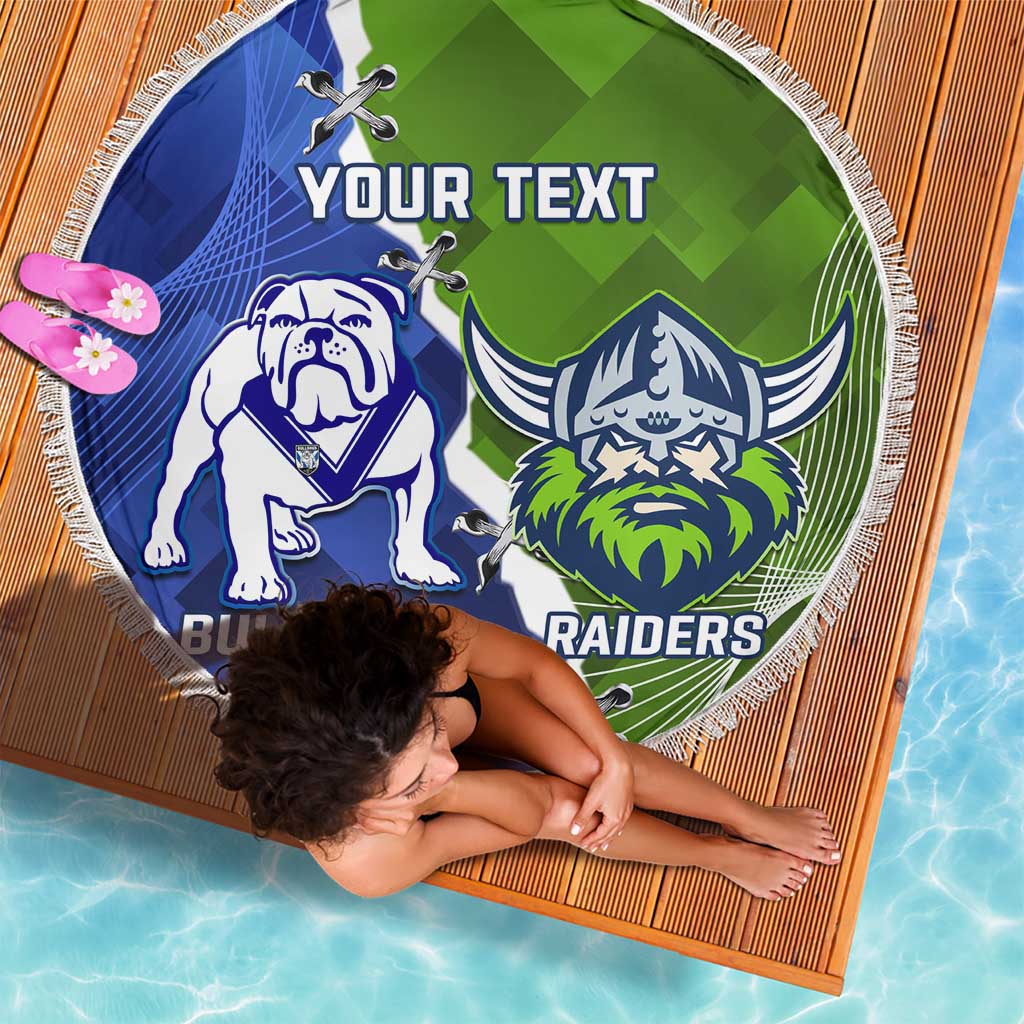 Custom Bulldogs And Raiders Rugby Beach Blanket Dynamic Style