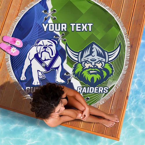 Custom Bulldogs And Raiders Rugby Beach Blanket Dynamic Style