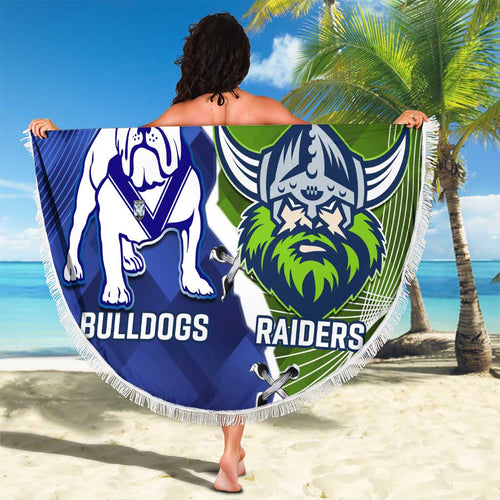 Custom Bulldogs And Raiders Rugby Beach Blanket Dynamic Style