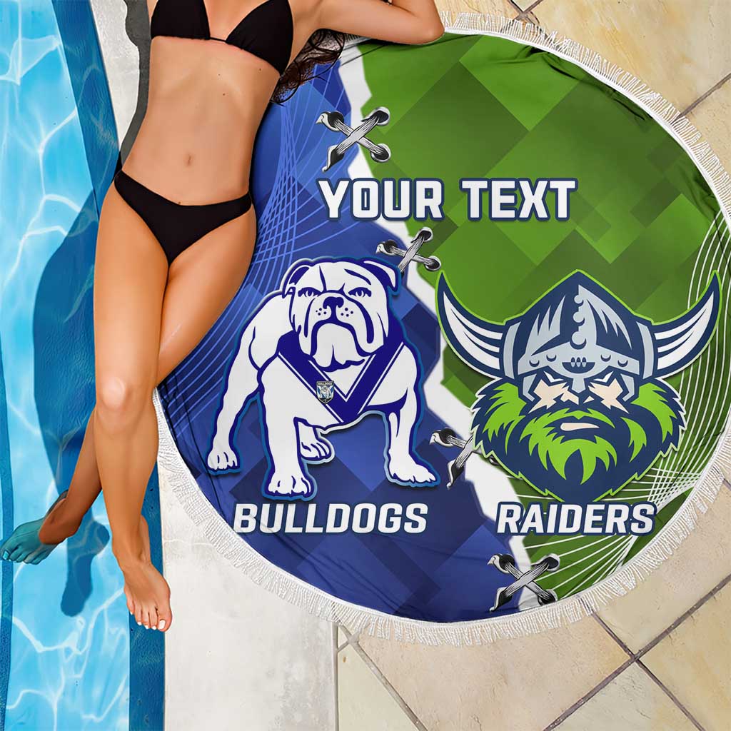Custom Bulldogs And Raiders Rugby Beach Blanket Dynamic Style