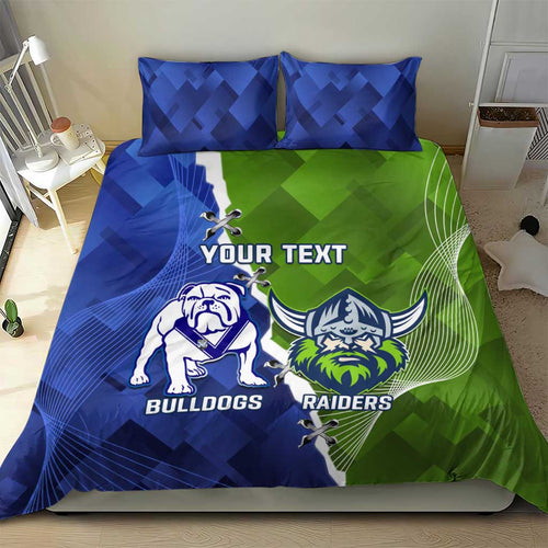 Custom Bulldogs And Raiders Rugby Bedding Set Dynamic Style