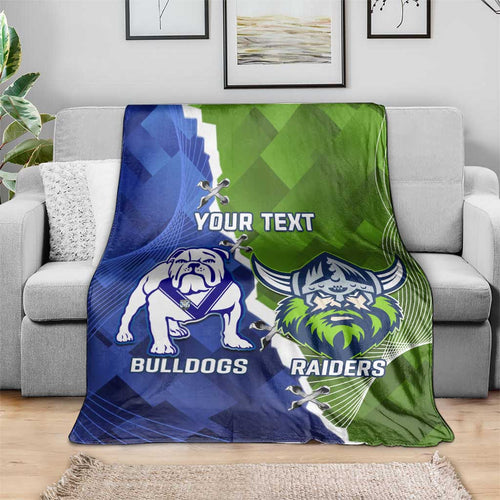 Custom Bulldogs And Raiders Rugby Blanket Dynamic Style