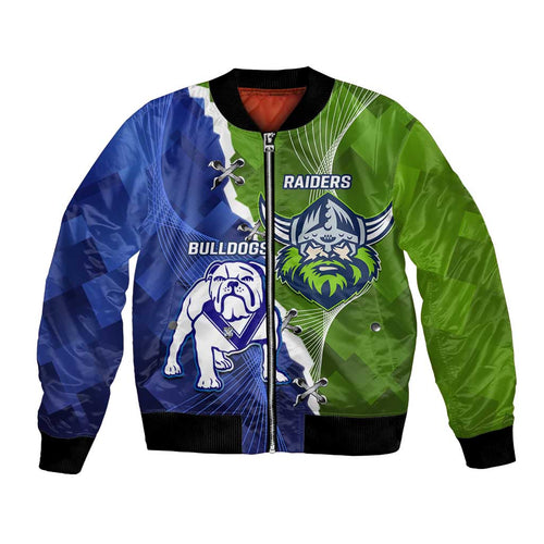 Custom Bulldogs And Raiders Rugby Bomber Jacket Dynamic Style