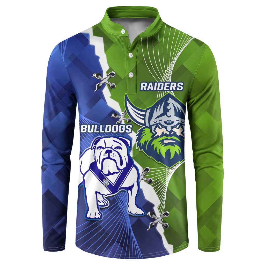 Custom Bulldogs And Raiders Rugby Button Sweatshirt Dynamic Style