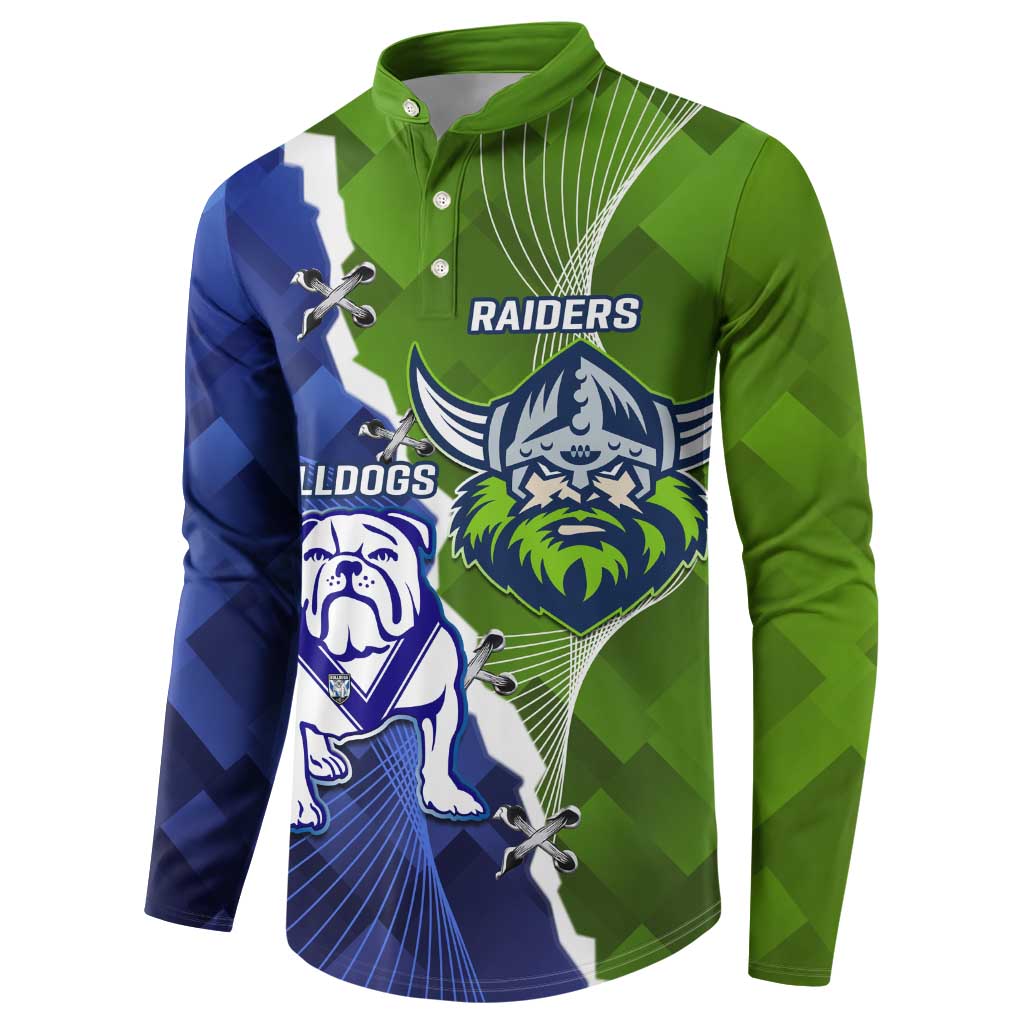 Custom Bulldogs And Raiders Rugby Button Sweatshirt Dynamic Style