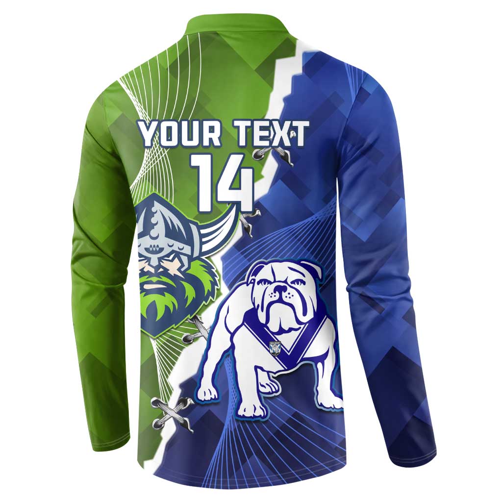 Custom Bulldogs And Raiders Rugby Button Sweatshirt Dynamic Style