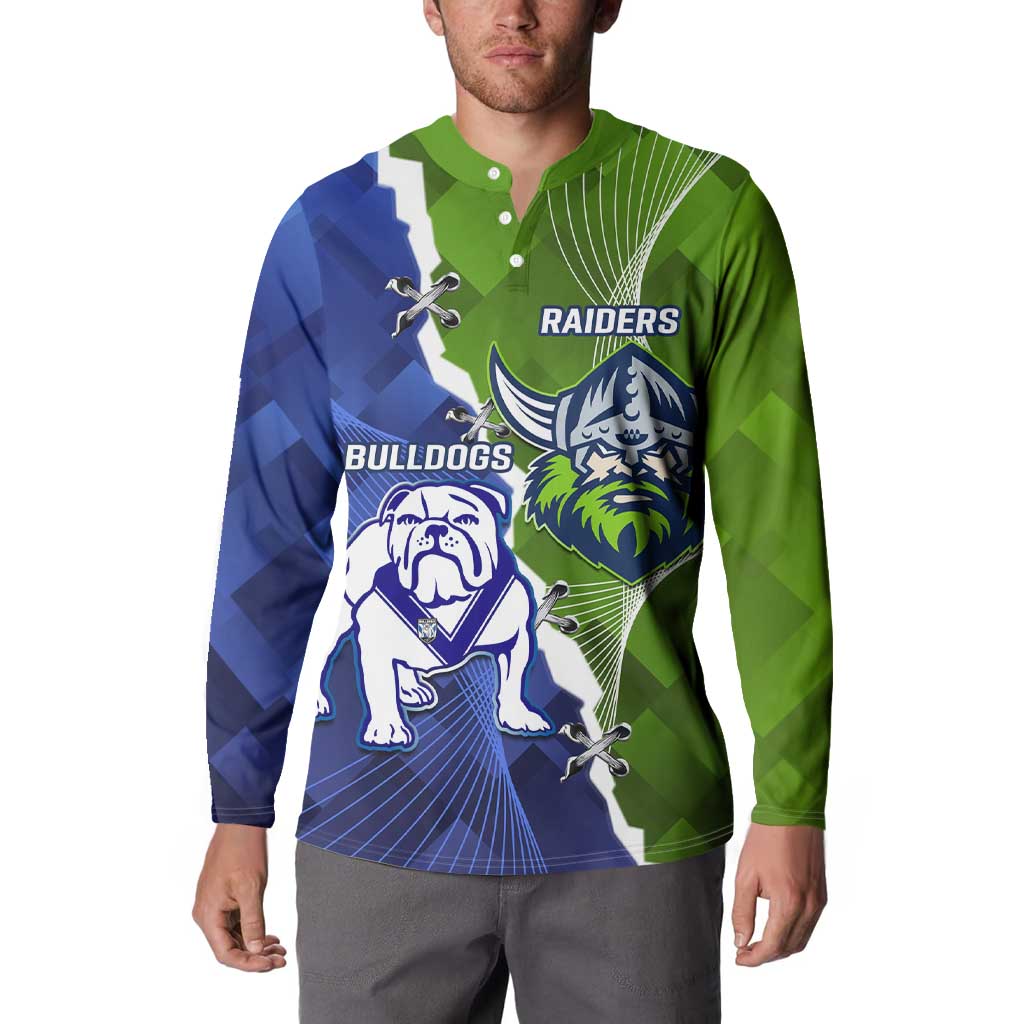 Custom Bulldogs And Raiders Rugby Button Sweatshirt Dynamic Style