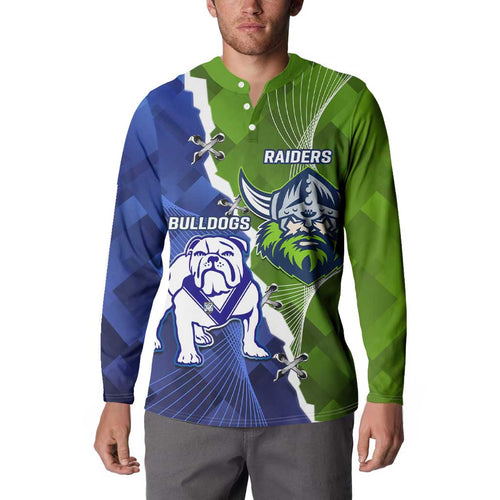 Custom Bulldogs And Raiders Rugby Button Sweatshirt Dynamic Style