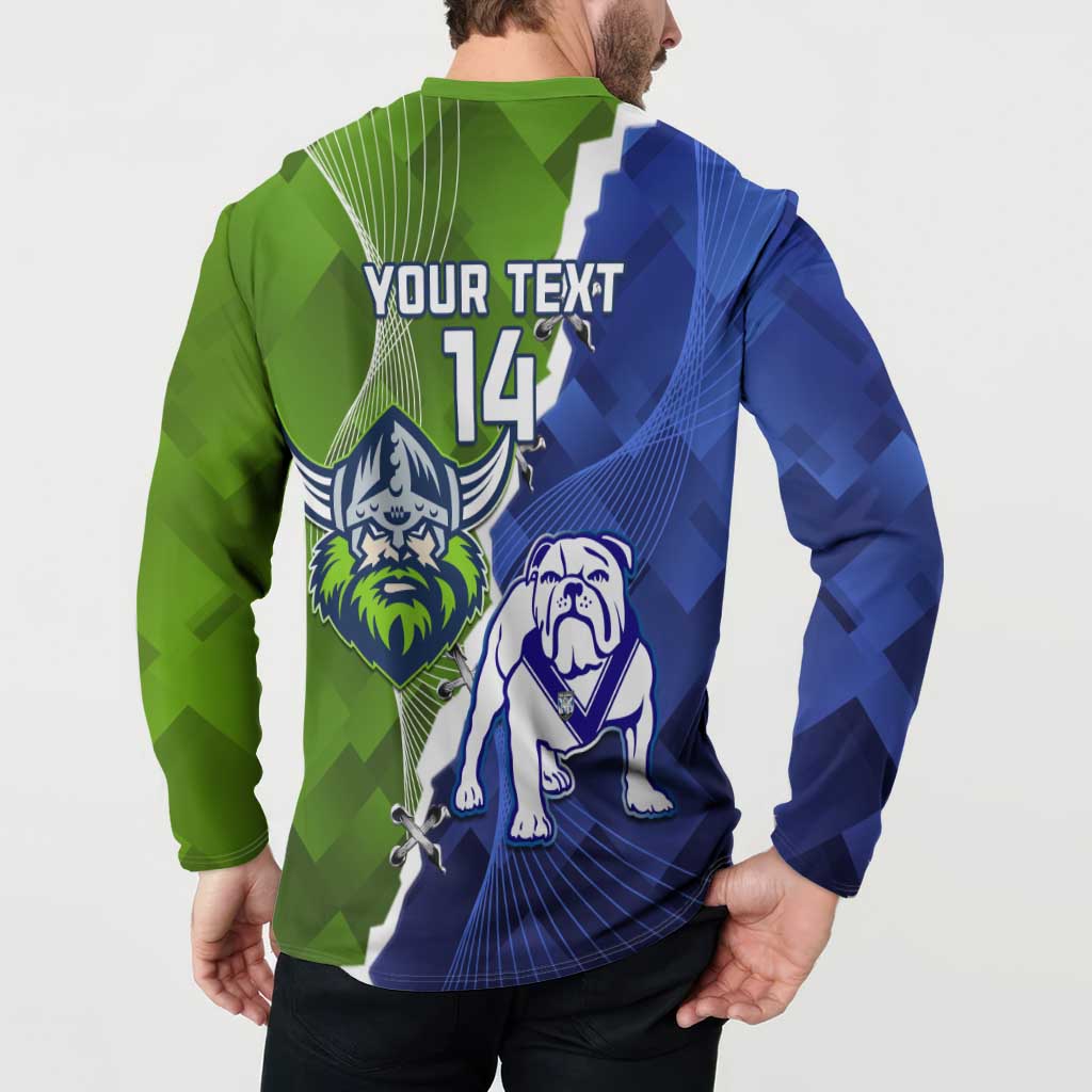 Custom Bulldogs And Raiders Rugby Button Sweatshirt Dynamic Style
