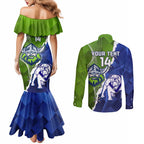 Custom Bulldogs And Raiders Rugby Couples Matching Mermaid Dress and Long Sleeve Button Shirt Dynamic Style