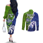 Custom Bulldogs And Raiders Rugby Couples Matching Off The Shoulder Long Sleeve Dress and Long Sleeve Button Shirt Dynamic Style