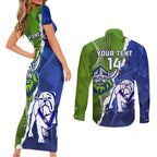 Custom Bulldogs And Raiders Rugby Couples Matching Short Sleeve Bodycon Dress and Long Sleeve Button Shirt Dynamic Style