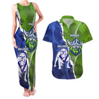 Custom Bulldogs And Raiders Rugby Couples Matching Tank Maxi Dress and Hawaiian Shirt Dynamic Style