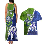 Custom Bulldogs And Raiders Rugby Couples Matching Tank Maxi Dress and Hawaiian Shirt Dynamic Style