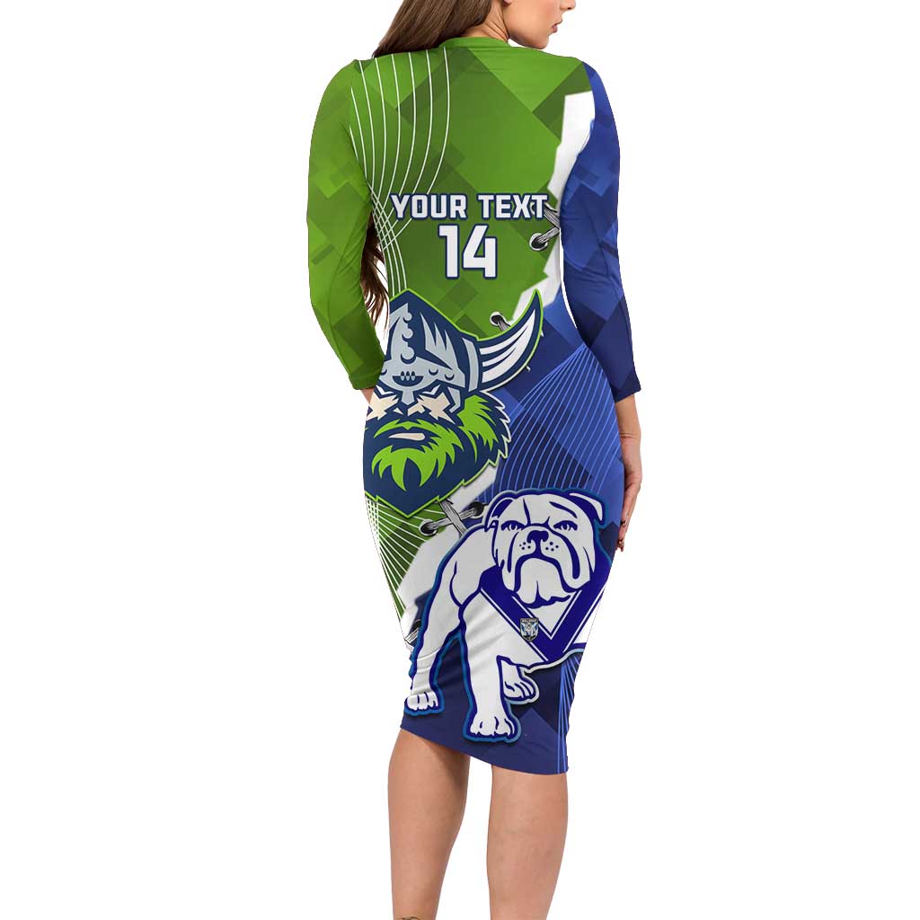 Custom Bulldogs And Raiders Rugby Family Matching Long Sleeve Bodycon Dress and Hawaiian Shirt Dynamic Style