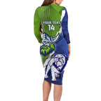 Custom Bulldogs And Raiders Rugby Family Matching Long Sleeve Bodycon Dress and Hawaiian Shirt Dynamic Style