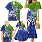 Custom Bulldogs And Raiders Rugby Family Matching Mermaid Dress and Hawaiian Shirt Dynamic Style