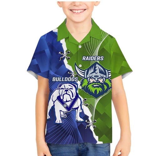 Custom Bulldogs And Raiders Rugby Family Matching Mermaid Dress and Hawaiian Shirt Dynamic Style