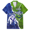 Custom Bulldogs And Raiders Rugby Family Matching Off The Shoulder Long Sleeve Dress and Hawaiian Shirt Dynamic Style