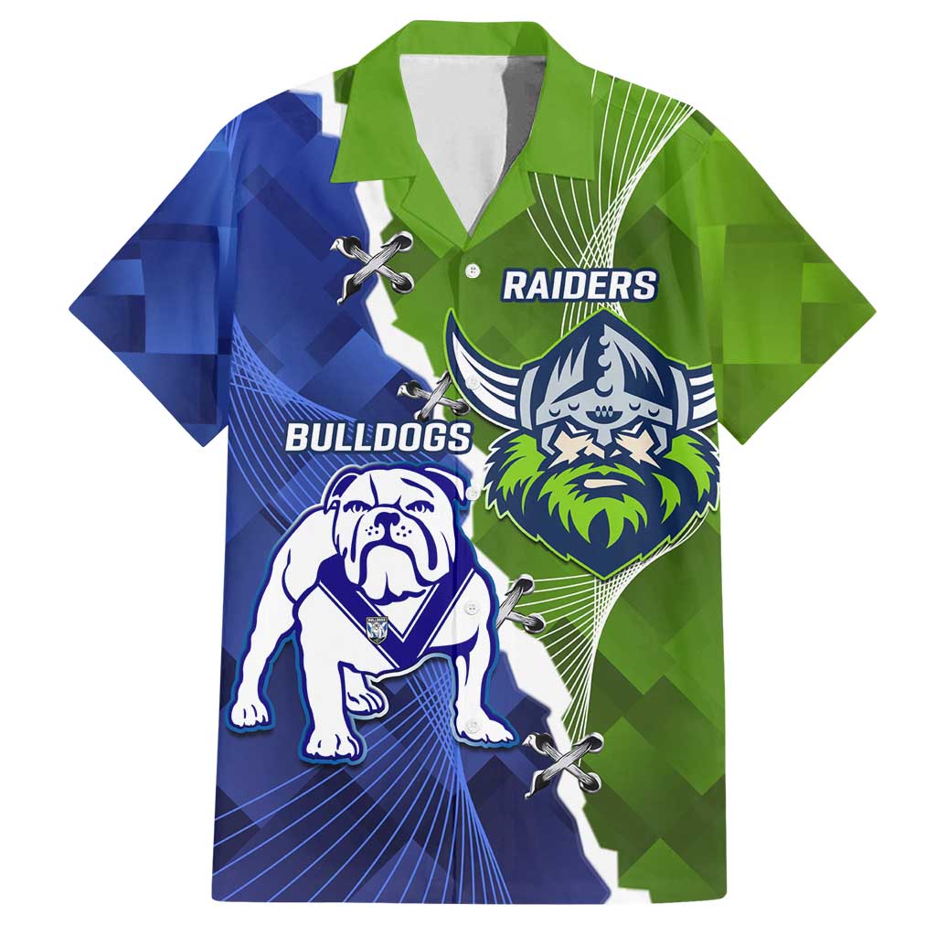 Custom Bulldogs And Raiders Rugby Family Matching Off Shoulder Maxi Dress and Hawaiian Shirt Dynamic Style