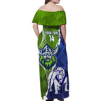 Custom Bulldogs And Raiders Rugby Family Matching Off Shoulder Maxi Dress and Hawaiian Shirt Dynamic Style
