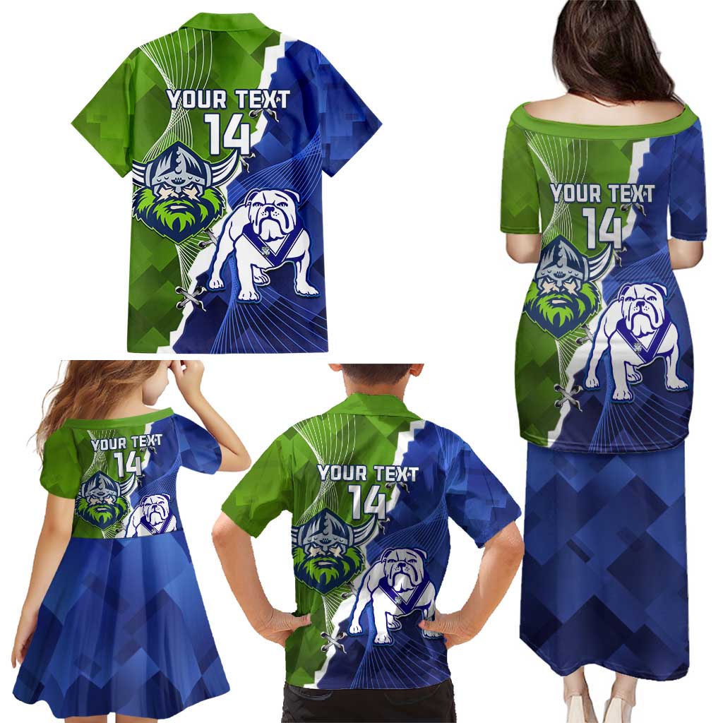 Custom Bulldogs And Raiders Rugby Family Matching Puletasi and Hawaiian Shirt Dynamic Style