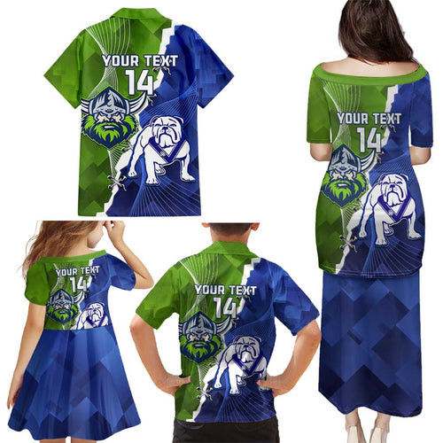 Custom Bulldogs And Raiders Rugby Family Matching Puletasi and Hawaiian Shirt Dynamic Style