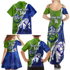 Custom Bulldogs And Raiders Rugby Family Matching Summer Maxi Dress and Hawaiian Shirt Dynamic Style