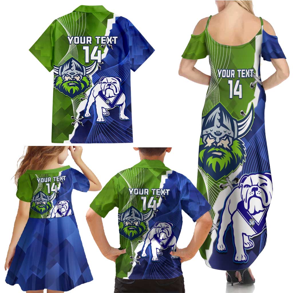 Custom Bulldogs And Raiders Rugby Family Matching Summer Maxi Dress and Hawaiian Shirt Dynamic Style