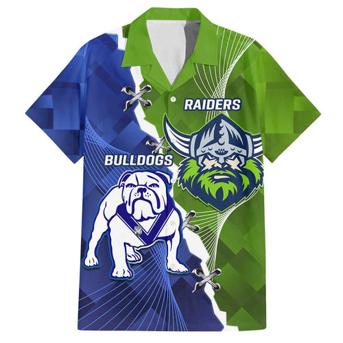 Custom Bulldogs And Raiders Rugby Family Matching Tank Maxi Dress and Hawaiian Shirt Dynamic Style