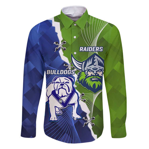 Custom Bulldogs And Raiders Rugby Family Matching Tank Maxi Dress and Hawaiian Shirt Dynamic Style