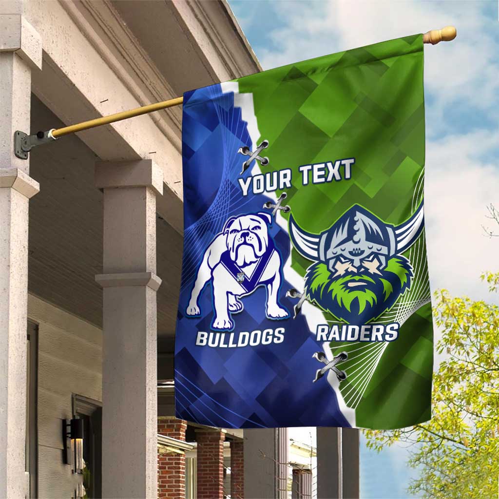 Custom Bulldogs And Raiders Rugby Garden Flag Dynamic Style