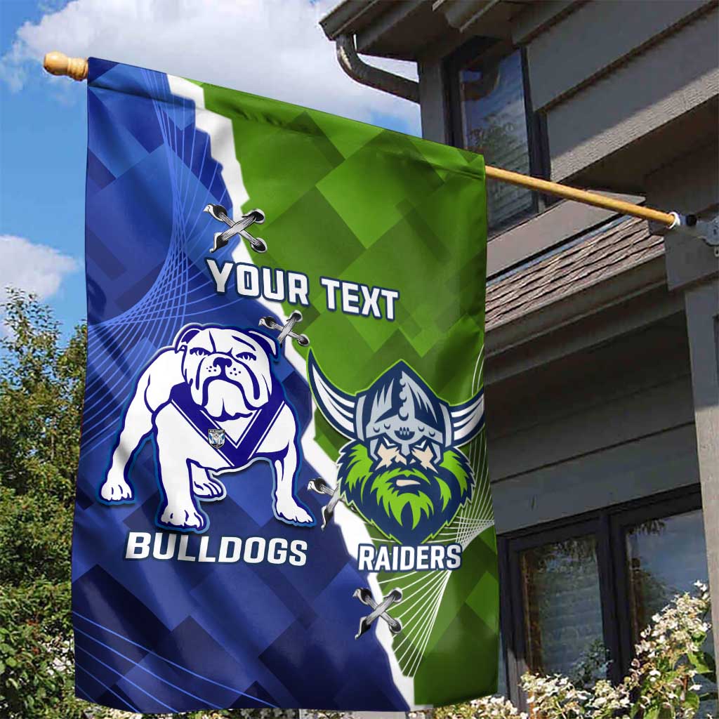 Custom Bulldogs And Raiders Rugby Garden Flag Dynamic Style