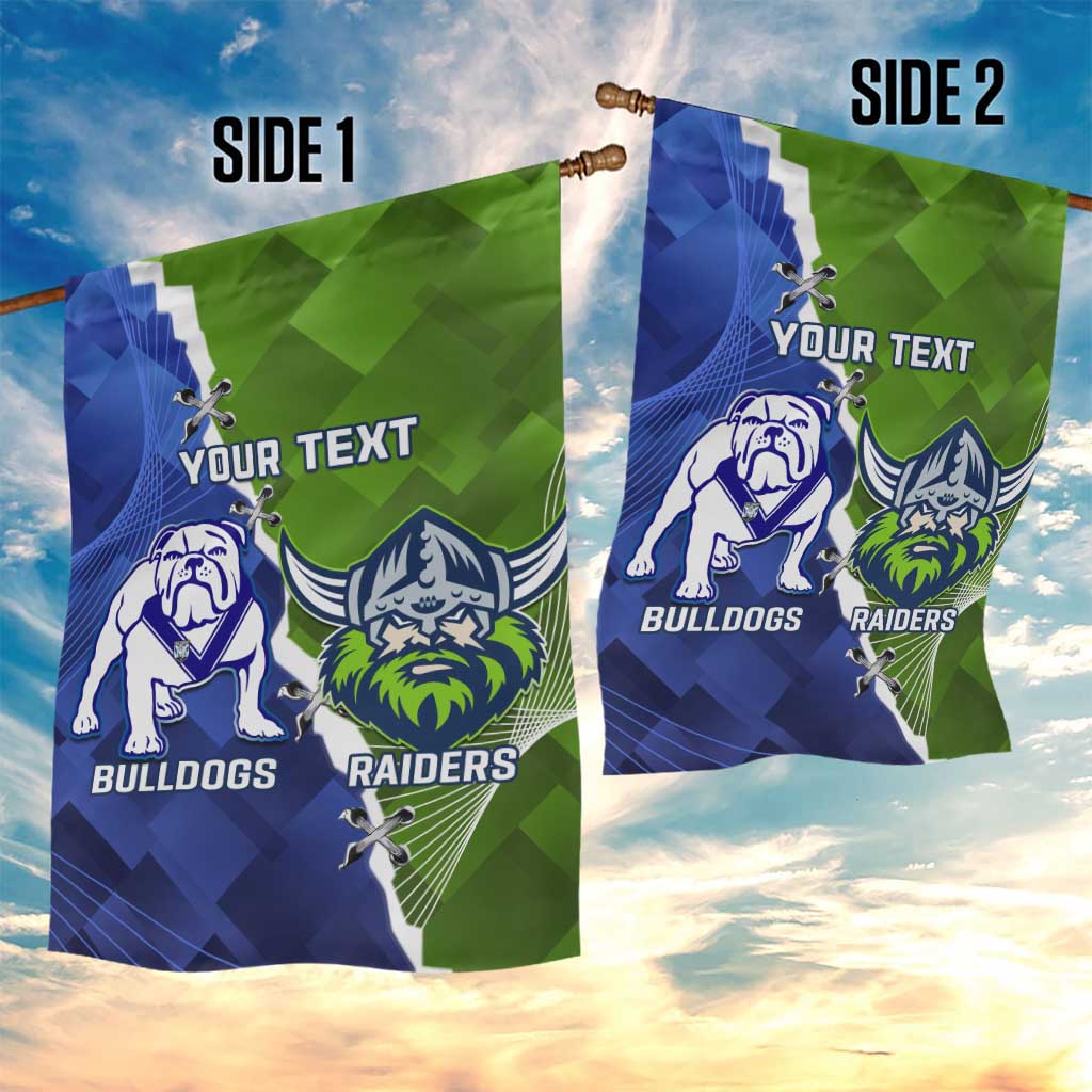 Custom Bulldogs And Raiders Rugby Garden Flag Dynamic Style