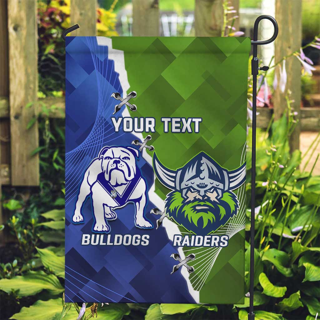 Custom Bulldogs And Raiders Rugby Garden Flag Dynamic Style