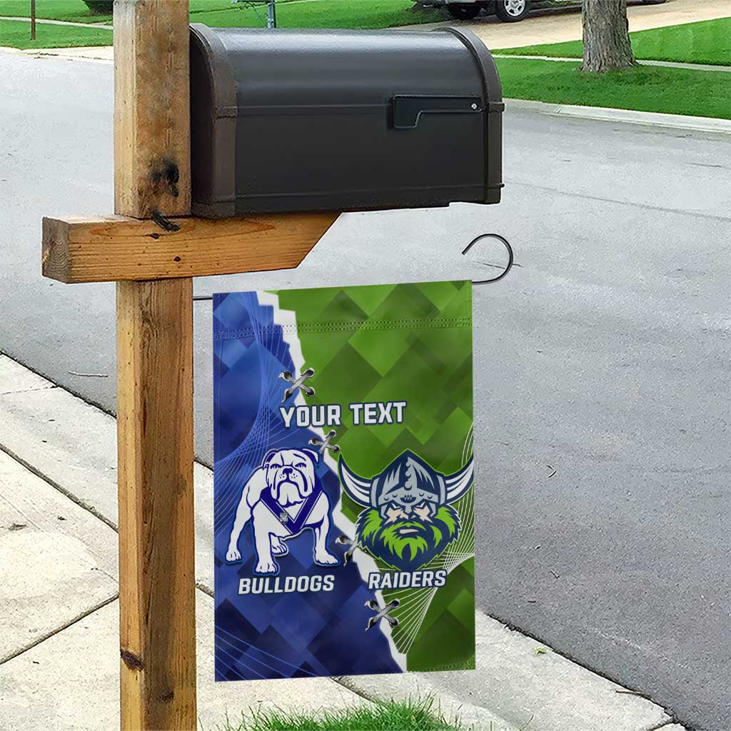 Custom Bulldogs And Raiders Rugby Garden Flag Dynamic Style