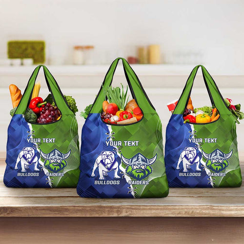 Custom Bulldogs And Raiders Rugby Grocery Bag Dynamic Style