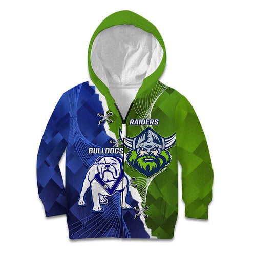 Custom Bulldogs And Raiders Rugby Kid Hoodie Dynamic Style