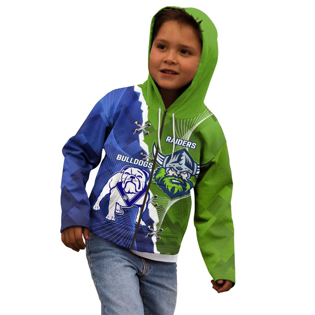 Custom Bulldogs And Raiders Rugby Kid Hoodie Dynamic Style