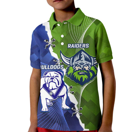 Custom Bulldogs And Raiders Rugby Kid Polo Shirt Dynamic Style