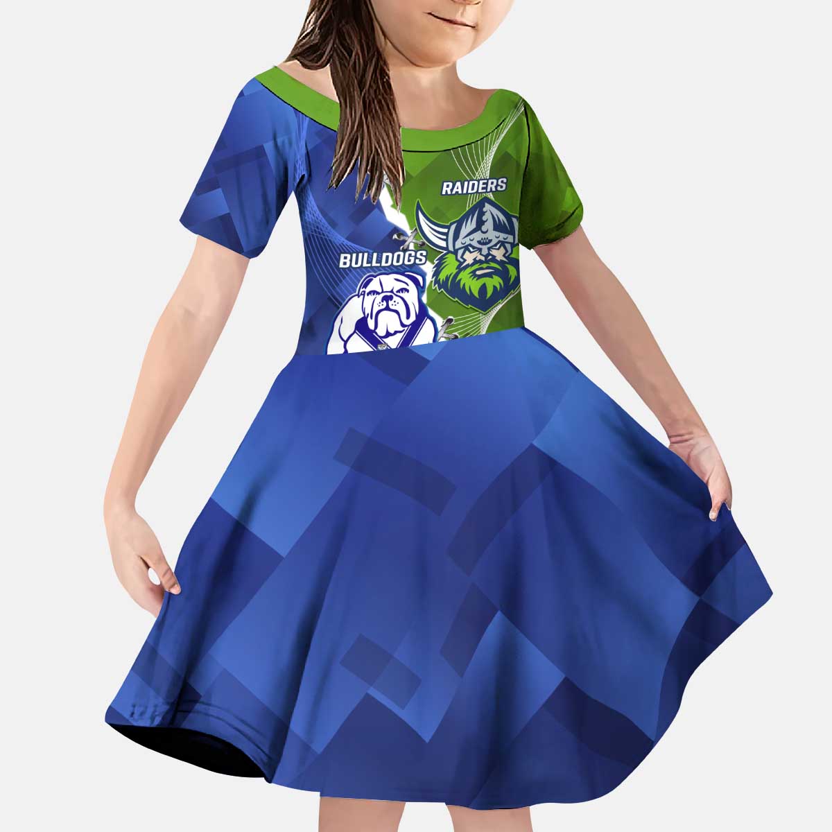 Custom Bulldogs And Raiders Rugby Kid Short Sleeve Dress Dynamic Style