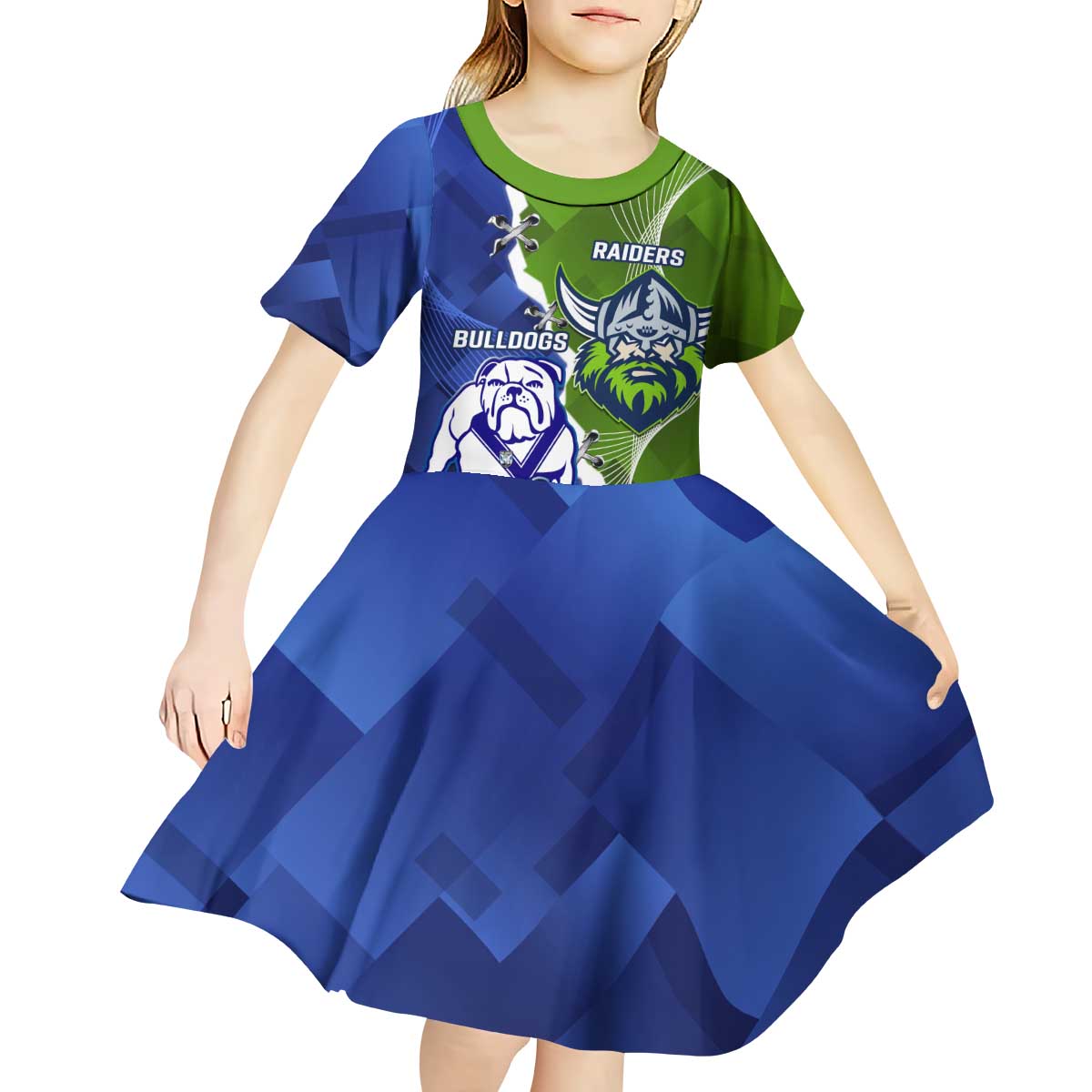 Custom Bulldogs And Raiders Rugby Kid Short Sleeve Dress Dynamic Style
